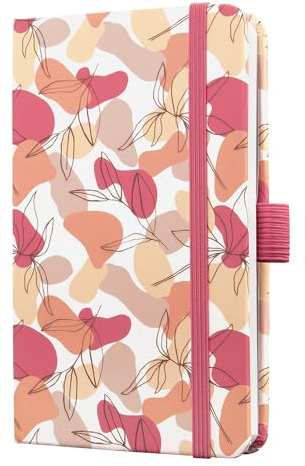 SIGEL J5358 Wochenplaner Jolie 2025, Spring Linear Leaves, ca. A6, pink, Hardcover, Gummiband, Stiftschlaufe, Einstecktasche, 174 Seiten, vegan, Kalender aus nachhaltigem Papier, Terminplaner