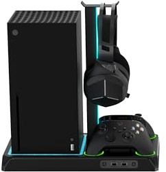 Imp Gaming DLX LED Twin Charging Tower med kylande fans och spellagringsstativ Xbox Series X