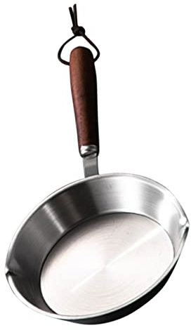 OUNONA Mini Frying Pan for Omelets Stainless Steel Non-Stick Skillet with Anti-Scald Handle for Pancakes Steaks and Desserts Kitchen Tool for Home Cooking