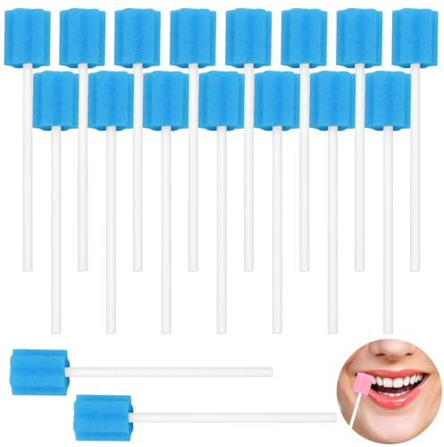 Scettar 120pcs limpieza dental hisopos bucales (Azul)，aplicabilidad higiene bucal，limpieza dental，esponjas jabonosas desechables，descartáveis oral cuidado esponja dentes limpeza boca