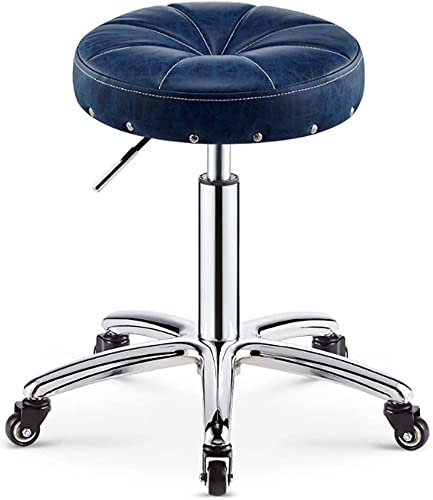 LXGJSQY Hocker auf Rädern, Schönheitshocker, runder Hocker, höhenverstellbar 45–58 cm, bequemer Arbeitshocker, Friseurstuhl, Schönheitssalon, Spa, Bar (Farbe: Braun) Hello