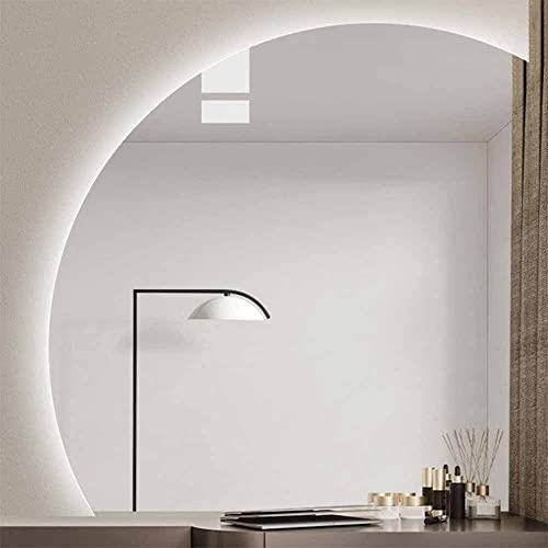 Specchio da Parete a Mezzaluna da 36, Specchio da Bagno antiappannamento, Specchio cosmetico a LED con Luce Bianca/Calda, Specchio Decorativo retroilluminato per Ingresso, Antideflagrante (