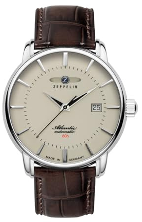 Zeppelin Herrenuhr Serie Atlantic Automatik 5 ATM mit Kroko Look Lederband 8460