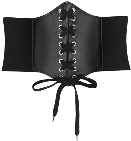 AIDUCHO Schwarzes Korsett Damen, Elastische Breiter Gürtel Damen, Black Corset Piratenkostüm Piraten Korsett für Valentinstag Partys M