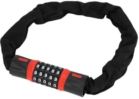 Hihaha Bicycle Lock/Security Chain Combination Lock Padlock for Mountain Bike Road Bike/Resettable 5 Digit Bike Lock Carbon Steel 60cm / 1 Pc Black Red