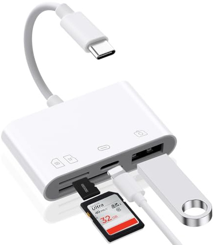 AXFEE Lector de Tarjeta SD USB C,SD+Micro SD/TF+Puerto Adaptador USB+USB-C | 4 en 1 Adaptador de Tarjetas SD Tipo C, OTG Adaptador Tarjetas de Memoria y USB, para SDXC, SDHC, MS, MMC, MSXC
