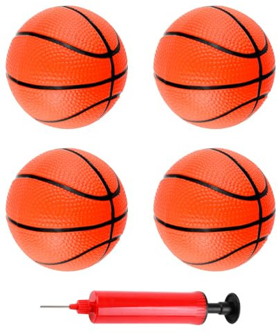 JUGCUT 4Pcs 8CM Mini Basketballs, Children's Rubber Basketball Kids Mini Toy Inflatable Balls with Inflator Pump Great Indoor Outdoor Fun Sports for Swimming Pool, Indoors, Outdoors