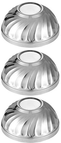 PRETYZOOM 3 Pz Ciotola Posate da Insalata Ciotole di minestra Tazza di Insalata Scodella Ciotole per Snack Dulac Bocce Bowl Ciotole Antiscivolo Porta Cibo Acciaio Inossidabile Silver