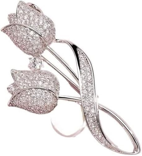 CTRSM Brosche, Broschen Brosche Strass Tulpenblumenbrosche Blendschutz Anzugbrosche Kragennadel Schmuckbroschen for Damen
