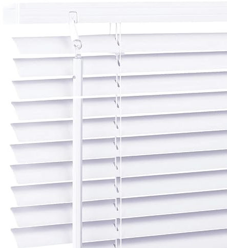 Ev Dekor PVC Venetian Blinds for Windows Treatment Shutters 25mm Slats Complete Child Safe Fittings – Easy Fit Trimmable Window Venetian Blind White W180cm x L150cm
