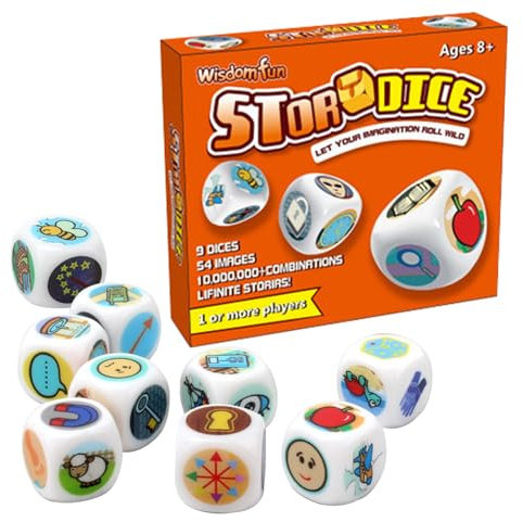 Fun Storytelling Dice Set - 9x Ikonisches Geschichten Würfelspiel, Erzählplay Cubes | Kindergeschichte Dice Family Game Set, Einfallsreich 54 Image Storytelling Dice, Das Spaßspiel Für Alle Altersgrup