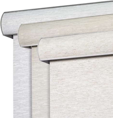 Joydeco Natural Woven Roller Shades for Indoor Windows, Cordless Blackout Blinds with Curved Valance, Thermal Insulated UV Protection Privacy Window Shades for Home and Office (Cream,22 W x 64 H)