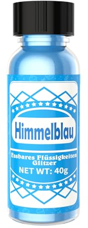 Essbarer Glitzer Flüssig - Sparkle Edible Glitter für Tortendeko Essbar, Metallisch FlüSsig Glitzerpulver für Backen, Fondant, Buttercreme, Süßigkeiten, Schokolade (40g) (Himmelblau, 40g)