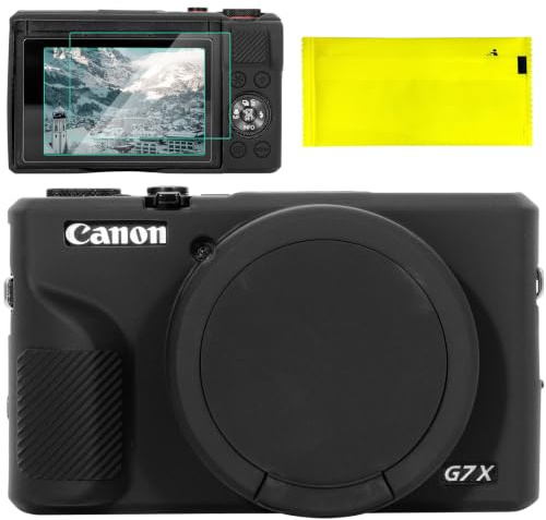 BCMCZCDC Custodia in silicone per Canon G7X Mark III/G7X3, accessori con 2 pellicole protettive per schermo, protezione obiettivo rimovibile per fotocamera digitale Canon G7X Mark III/G7X3