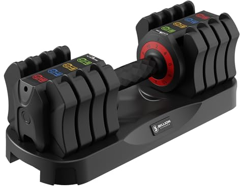 Mancuerna Ajustable 10kg para Musculación en Casa - Pesa 5 en 1 Ahorro de Espacio - Set de Mancuerna con Ajuste Rápido de 1 Segundo y Mango Antideslizante - Equipo de Fitness y Entrenamiento