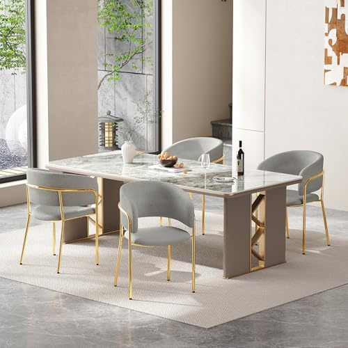 Kebnor Moderner Stuhl mit Schrägstuhlbein, Verstellbare Füße und Cordstoff, Ideal für Wohnzimmer, Offene Bürofläche, Esszimmer (Grau) (Grau 4 St)