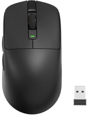 RK ROYAL KLUDGE MO3 Wireless Gaming Mouse 48g Lightweight PAW3809 Sensor, 6000 DPI, BT/2.4G/Wired PC Mice Rechargeable 650mAh Battery with Programmable Buttons and Silent Clicks for Laptop/Mac, Black