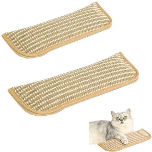 Lot de 2 oreillers d'herbe à chat en sisal naturel durable avec noyau infusé d'herbe à chat, jouet à mâcher pour nettoyer les dents pour chats d'intérieur, soulagement du stress et entraînement aux
