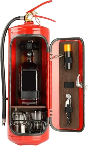 QYMLSH Minibar Aus Metall – Wein-/Whisky-Aufbewahrungsbox In Form Eines Feuerlöschers | Dekoration Für Zuhause, Geschenkidee Für Feuerwehrleute/Vatertag/Geburtstag(Black)