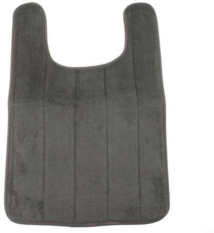 Tapis de toilette antidérapant en polaire corail lavable pour la maison, tapis contour WC doux avec couche éponge à séchage rapide pour la sécurité du bain (gris foncé)