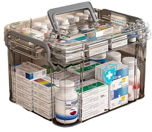 AouiSton Medizinbox,Medikamenten aufbewahrung, medikamenten organizer, medicine organizer box,hausapotheke für die lagerung von apothekenbox und haushaltswaren