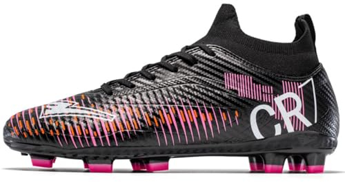 WANGYFAN Scarpe da Calcio per Ragazzi Scarpe da Ginnastica Outdoor Unisex Scarpe da Calcio Giovanile AG FG Scarpe da Allenamento Larghe,Nero,44 EU
