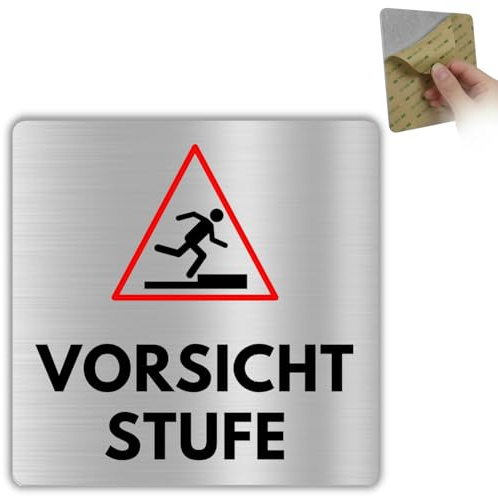LEIASA | Cartel de precaución – 12 x 12 cm – Aluminio – Nivel de atención – Precaución – peligro de tropiezos – Nivel de advertencia – Nivel de advertencia – Escaleras – Grosor 0,8 mm – (nivel de