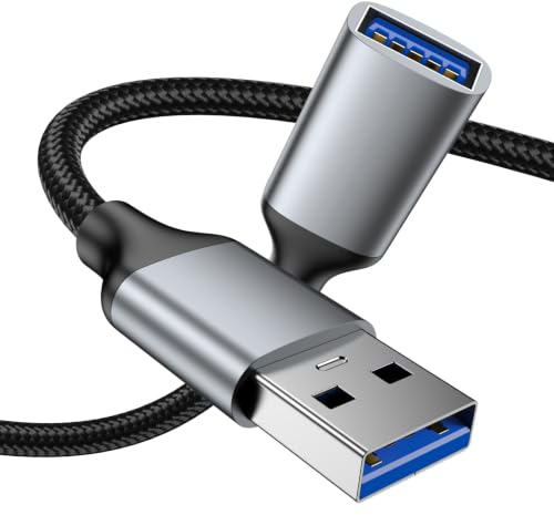 KAYQINHO Câble d'extension USB 3.0 de 1M, mâle Type A à femelle, câble d'extension en nylon tressé pour une transmission de données haute vitesse, interface métallique pour caméra web, clavier