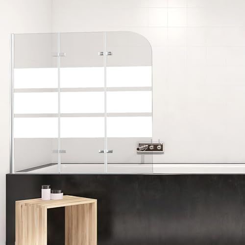 Jaxguom Paroi de douche pliable en 3 parties pour baignoire 120 x 140 cm