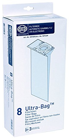 Sebo 5093ER X Series Vacuum Cleaner Paper Bags . Part number 5093ER for X1, X1.1, X2, X3, XP2, XP3, X4, X4 Extra, X4 Pet, X5 Extra, C Series C1, C2, C2 Total, C3, Sensor