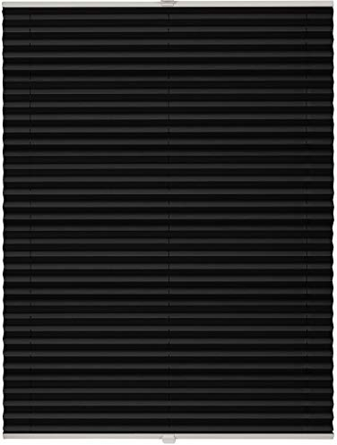 Plissee auf Maß für alle Fenster Montage Glasleiste Blickdicht mit Spannschuh Sonnenschutzrollo Schwarz Breite: 81-90 cm, Höhe: 101-150 cm