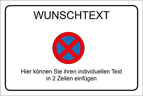 AllesKlaro® - Wunschtext Schild - Halteverbot - selbst gestalten - Querformat - stabile 4 mm AluVerbundplatte (30 x 20 cm)