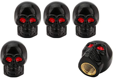SENZEAL 5x Tyre Valve Caps Copper Dust Caps for Car Bike Motorbike Valve Stem Cover Skull Design