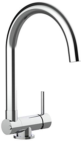 Unterfenster Küchenarmatur Wasserhahn Küchenmischer mit schwenkbarem Auslauf - Gesamthöhe abgeschwenkt nur 45mm // Auslauf drehbar 360° - Chrom