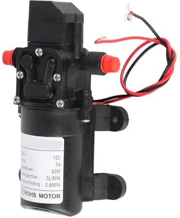 Pompa Acqua DC12V, 5 L/min Pompa ad Acqua Automatica ad Alta Pressione, Pompa Autoadescante con Pressostato, Pompa a Membrana Autoadescante per Lavaggio Auto, 60 W