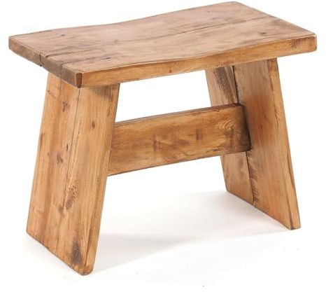 DESIGN DELIGHTS RUSTIKALES SITZBÄNKCHEN SCHEMEL 40 | Mahagoni, massiv, 40x31x25 cm (BxHxT) | Fußhocker, Dekohocker aus Holz | Farbe: 08 honigfarben gewachst