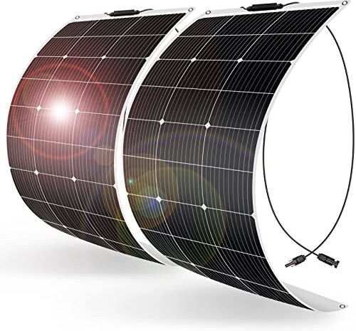 DOKIO 2 * 100W 12V Panel Solar Flexible Monocristalina Placa Solar 200W Ligereza ideal para RV, Barco, Camping, Caravana