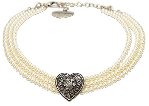 Alpenflüstern Trachten-Perlen-Kropfkette Ornamentherz - nostalgische Trachtenkette, eleganter Damen-Trachtenschmuck, Dirndlkette in traditionellen Farben DHK261