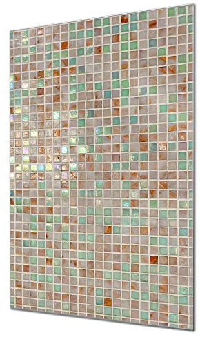banjado Magnettafel aus Glas 30x45, abstraktes Muster, beschreibbar | Design-Glasboard für Notizen und Fotos, mit Motiv Grüne Fliesen als modernes Muster