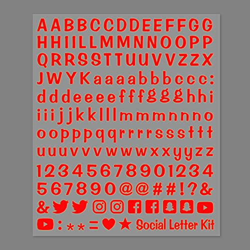 4R Quattroerre.it 1260 Kit Klebebuchstaben komponieren, Social Media, fluoreszierend Rot