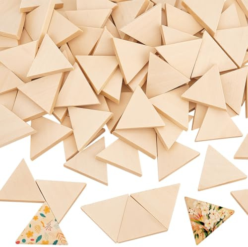 OLYCRAFT 100PCS Unvollendetes Holzdreieck Natürliches Unbemaltes Holzdreieck Ausschnittform Holzdreieck Scheiben Verzierungen Ornamente Für Die Hochzeit, Valentinstag, Heimwerkerbedarf