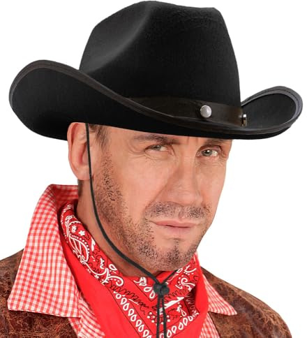 W WIDMANN MILANO Party Fashion - Cowboyhut mit Nieten | Accessoire für Western-, Cowboy- und Karnevalskostüme, Mottoparty