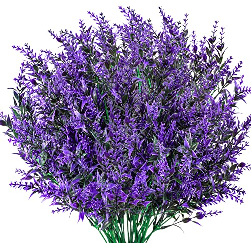 Xiaomoyu 6 Pezzi Bouquet Lavanda Artificiale, Fiori Finti per Decorazioni, per Cimitero, Decorativi