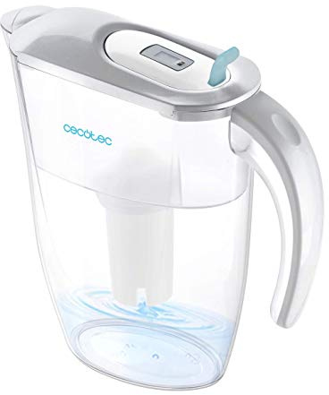 Cecotec Wasserfilterkanne H2ONature 2400 Active Pro. Experten-Vierstufenfilter, LCD-Anzeige, Maximales Fassungsvermögen 2,4 Liter ohne Filter, Abnehmbarer Deckel, Enthält 3 Filter