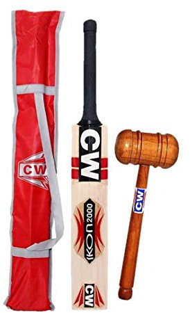 CW Ikon Echter Kashmir-Weidenschläger mit doppelseitig knickendem Schläger aus Weide für Lederball, volle Größe für Herren