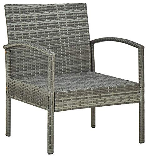 Tidyard Gartenstuhl mit Kissen Gartensessel Gartenm?bel Rattanstuhl Stuhl Sessel Rattansessel Balkonstuhl Terrassenstuhl Essstuhl 58 x 58 x 72 cm,Poly Rattan Grau