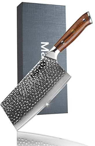 WLRAPSKY Hackmesser mit Wüsteneisenholzgriff, 17,8 cm, Küchenhelfer mit rasiermesserscharfer Klinge und 67 Schichten geschmiedetem Stahl – Schneiden, Würfeln, Hacken von Fleisch, Gemüse, Obst