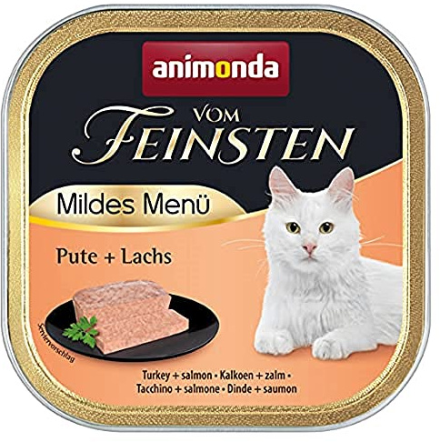 från den finaste milda menyn kalkon + lax (32 x 100 g), kattmat våt utan spannmål och socker från animonda, lättsmält kattfoder med kalkonkött
