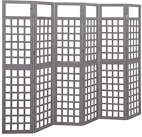 vidaXL Tannenholz Massiv Paravent Spalier 6-TLG. Rankhilfe Raumtrenner Raumteiler Trennwand Umkleide Sichtschutz Spanische Wand Grau 242,5x180cm