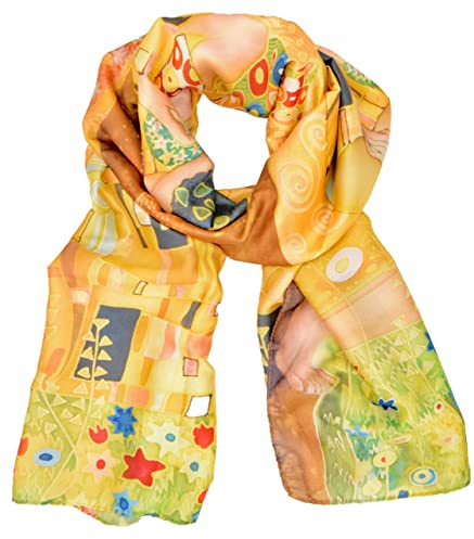 CANNCA Foulard pour femme avec motif artistique peintres célèbres, châle long de qualité, jeune et élégant pour femme. Grande écharpe. Foulard Complément original présenté en cadeau